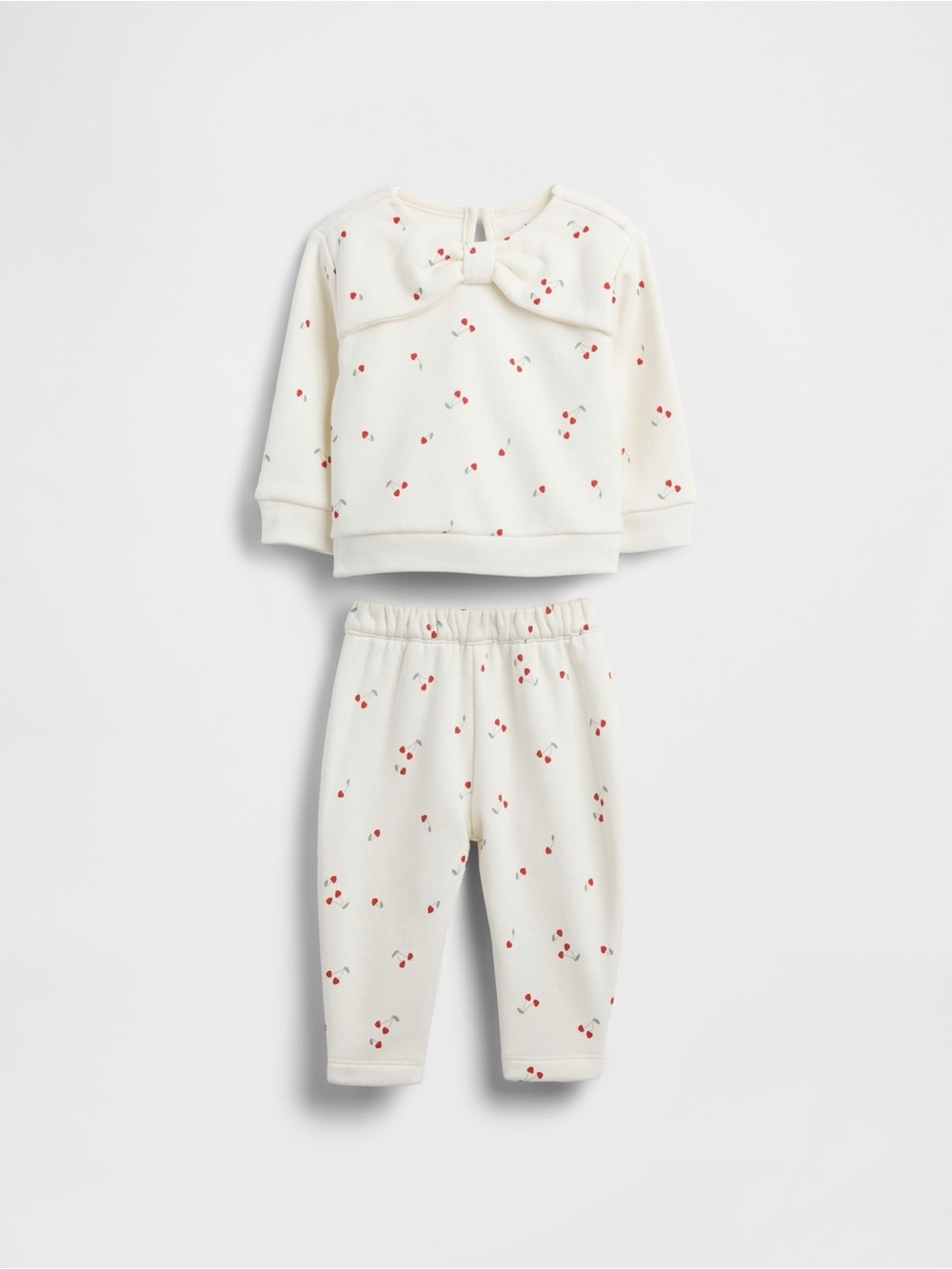 Gap White Cherry Print Vintage Soft Bow Outfit Set